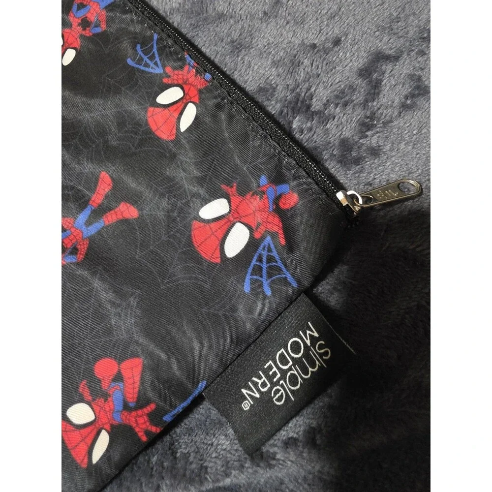 School Kids Spiderman 2pcLunchBagSet ZipUp LunchBox &Re-Usable Washable SnackBag